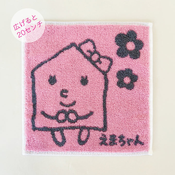 ごうかくクン＆えまちゃんミニタオルハンカチ_ピンク×グレー