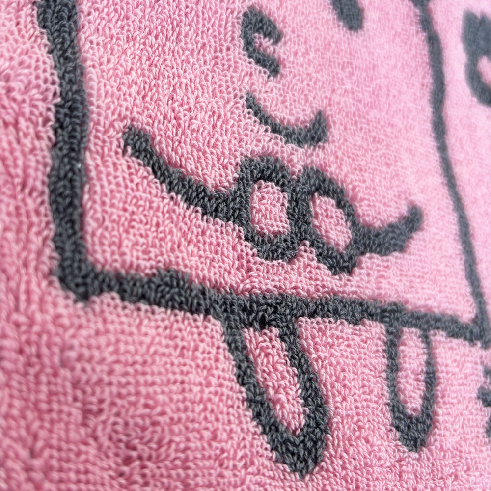 ごうかくクン＆えまちゃんミニタオルハンカチ_ピンク×グレー｜ワオショップ