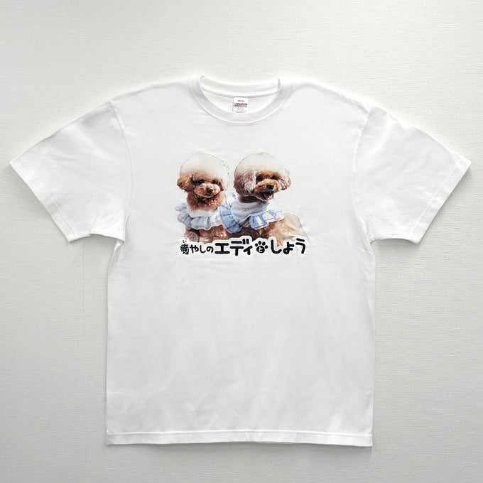 「癒やしのエディとしょう」Tシャツ_フロントプリント_WH
